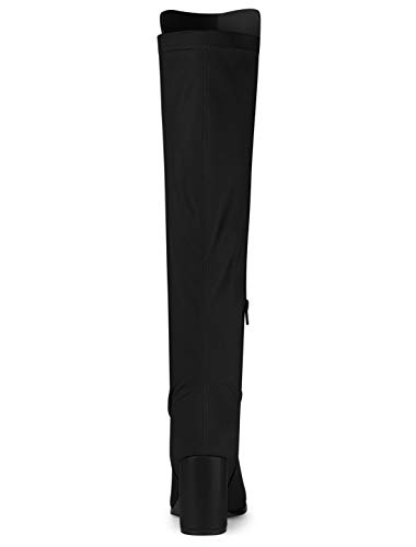 Allegra K Allegra K Women's Stretch Block Heel Black Knee High Boots - 5.5 M US