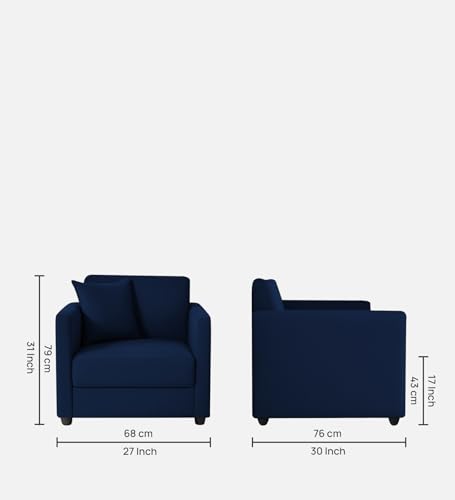 Image of Tiya | Upholstered Fabric Sofa 1 - Seater in Cool Cobalt Colour | 3 Year Warranty DIY (Do it Yourself)