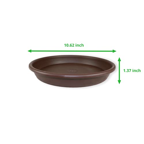 Elly Décor Set Of 3 10" Modern, Resistant, Self Watering Plates For Indoor Or Outdoor Areas Durable Plastic Planter Saucer, Brown #TOP4