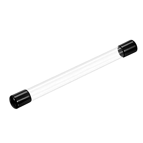 Image of PATIKIL Clear Rigid Tube Round Plastic Tubing with Black Rubber Caps Polycarbonate Water Pipe, 305mm / 12 Inch Length, 15mmx16mm /0.6 inchx0.63 inch, 1 Set
