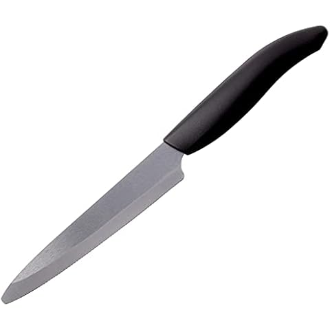 Kyocera Advanced Ceramic Revolution Series 5-inch Micro Serrated Tomato, Utility Knife, Black Blade Cover