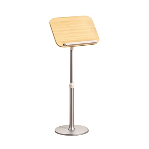 Estantería de lectura de pie con acabado de madera fina y soporte estable en voladizo