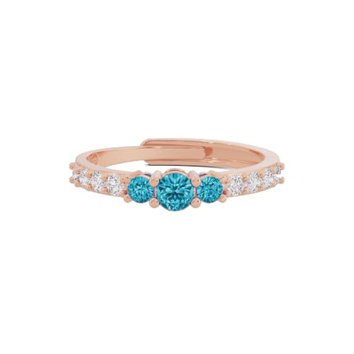 Image of U ARE 925 Sterling Silver 18K Gold and Rose Gold Plated Sparkling Three-Stone Ring | Gift for Women and Girls | With Certificate of Authenticity and 925 Stamp