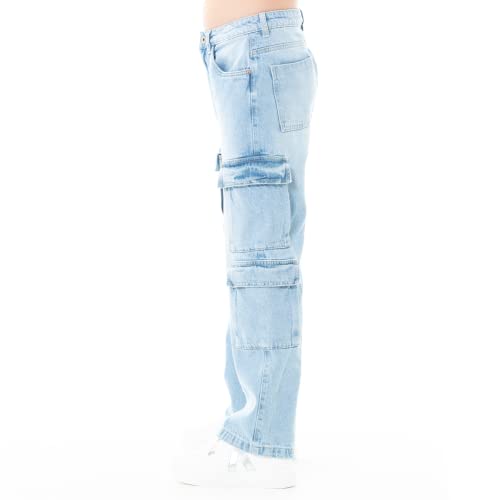 Cargo Pants for Girls - High Waist Wide Leg Baggy Jean for Teens Fashionable Loose Fitting Flap Pocket Denim3