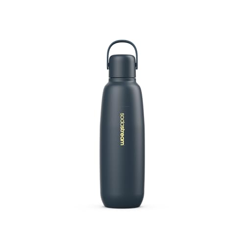 SodaStream - fizz&go Stainless Steel, Botella de Acero Inoxidable para Gasificar Agua, Mantiene Frío y Calor Durante 12h, Compatible con Máquinas Gasificadoras SodaStream, Sin BPA, Color Storm - 900ml