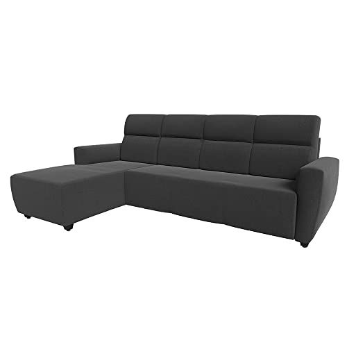 Image of Wakefit Sofa Set | 3 Year Warranty | Sofa 3 Seater, 3 Seater Sofa for Living Room, Wooden Sofa Set, 3 Seater + Left Aligned, Sofa for Living Room - Belize(Reflection : Charcoal Grey)