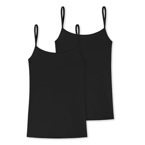Uncover by Schiesser - Cotton - Spaghetti Top - 2er Pack (M Schwarz)
