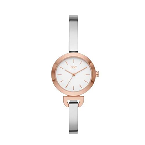 DKNY Reloj para mujer Uptown D, movimiento de tres manecillas, caja de aleación de oro rosa de 28 mm con pulsera de acero, NY6633