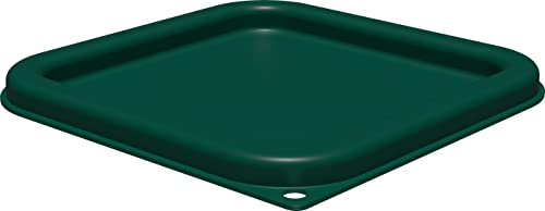 Image of Carlisle FoodService Products Squares Square Food Storage Container Lid with Stackable Design for Catering, Buffets, Restaurants, Proprietary Blend, 2 To 4 Quarts, Forest Green (Pack of 6)