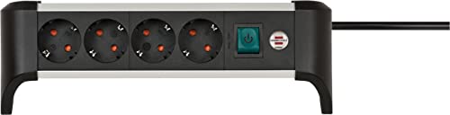 Multiprise pour le bureau en aluminium 4 prises Brennenstuhl cable de 1,8 m