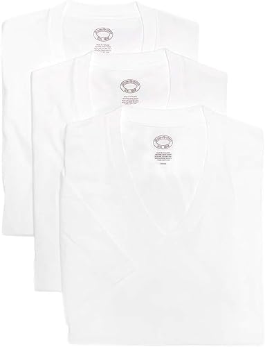Brooks Brothers Men's 3 Pack Combed Cotton V-Neck Short Sleeve Tee Undershirt Shirt Pack White