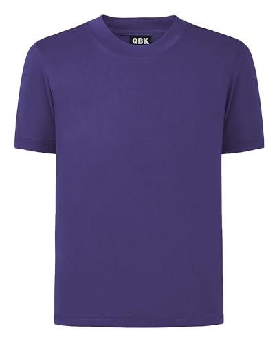 QBK 2T to Youth Neon Shirt Kids UPF 50+ Dry Fit Athletic Short Sleeve Rash Guard T Shirts for Boys Girls Sports Undershirt (Purple M)