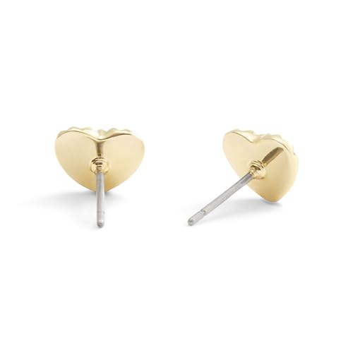 COACH Women's Signature Textured Heart Stud Earrings3