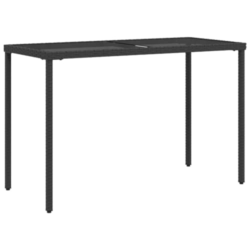 Nqyjm - Mesa de comedor al aire libre, mesa de jardín, tapa de cristal, 115 x 54 x 74 cm, resina trenzada para jardín, playa, balcón, terraza, camping