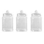 YöL Pack of 3 1300ml Clear Plastic Sweet Jar With Screw Top Lid Large Candy Storage Container Reusable Treat Jar For Sweets Biscuits Chocolate Kitchen Pantry Wedding Party Display