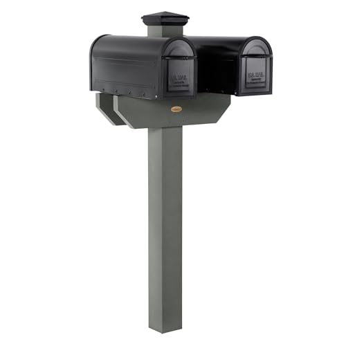 Hazelton Two-Sided Mailbox Post, Coastal Teak