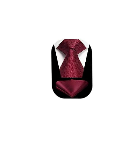 Image of HISDERN Mens Ties Solid Color Tie and Pocket Square Set Classic Woven Formal Neckties & Handkerchief Wedding Party