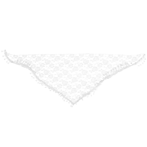 Abaodam Bufanda de Encaje Blanco para Mujer, Triangular Ligera y Transpirable, Borlas Decorativas Adecuado para Uso Diario y Fiestas de Disfraces