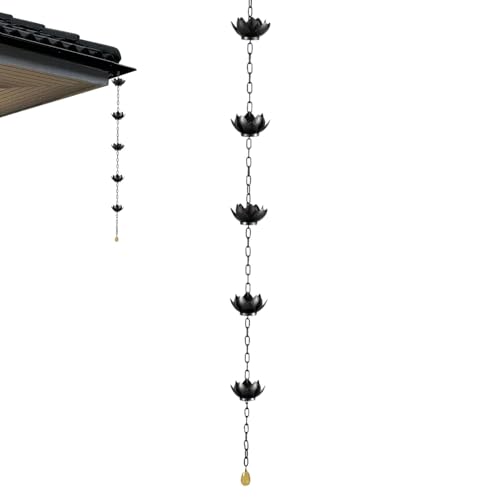 Catena antipioggia per grondaie, fiori di loto, in rame, catena galvanizzata antiruggine, catena funzionale e decorativa per serbatoi di pioggia, decorazione da giardino e casa con design