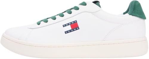 Tommy Jeans Uomo Sneakers con Suola Preformata Archive '98 in Pelle, Bianco (Ecru/Shadow Pine), 46