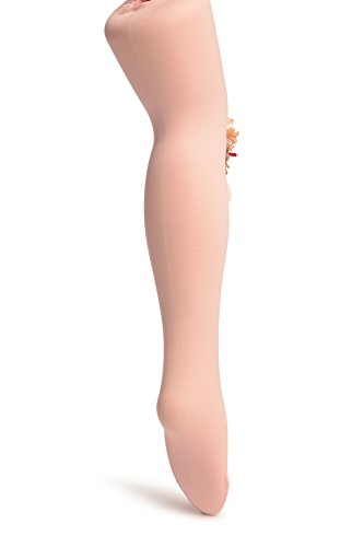 Pink With Little Doll Applique - Girls Tights - Pink Designer Kids Tights (Pantyhose)3