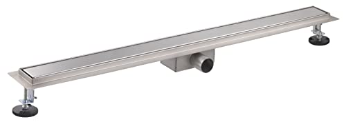 Caniveau extra plat pour douche italienne reversible finition inox/ou à carreler longueur 90 centimètres - Avec siphon anti odeur et filtre pour cheveux...