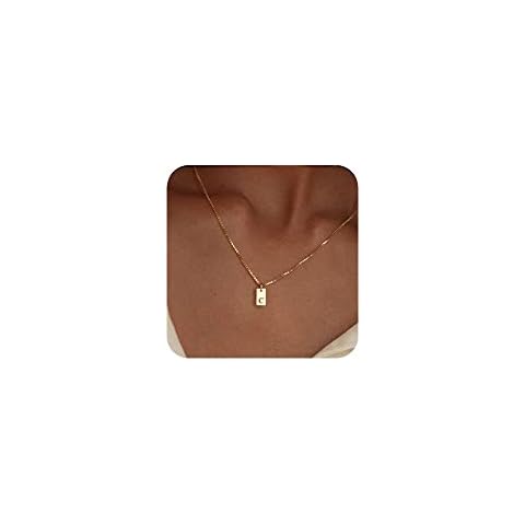Initial Necklaces for Women 14K Gold Plated Letter Necklace Dainty Gold Name Necklace Personalized Initial Tag Pendant Necklace for Women Trendy Gold Jewelry Cover