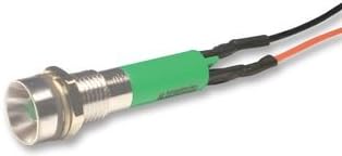 NLD ELECTRONIC NLD29W913550500 LED Panel Mount Indicator, Black Chrome Bezel, Green, 8 mm, 24 V, 17 mA, 1.4 cd, IP67 (10 pieces)