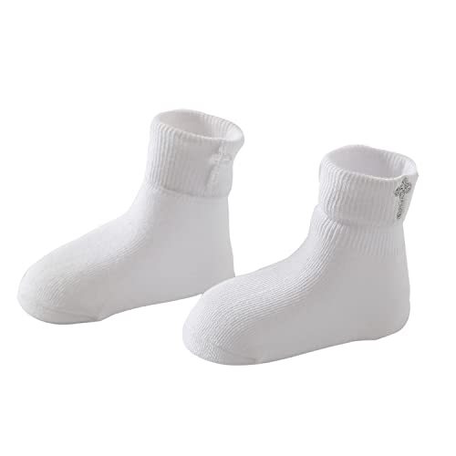Booulfi Baby Boy Baptism Christening Socks 2 Pairs White Newborn Sock With Cross Embroidery Dedication Gifts For Toddler Infant, 6-12 Months #TOP5