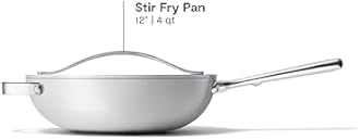 Caraway Non-Stick Stir Fry Pan - 12” Wok-Inspired Pan - Free From Forever Chemicals - High-Sloped Walls - Stainless Steel Handles - Gray