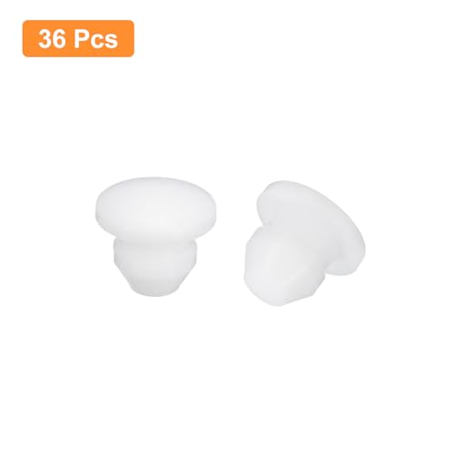 Image of uxcell 36 Pcs Silicone Plugs, Rubber Round Snap in Locking Hole Plugs for 4.5mm Hole, Hole Stoppers Waterproof Hole Plug for Metal Tube, Furniture End Caps Inserts, White