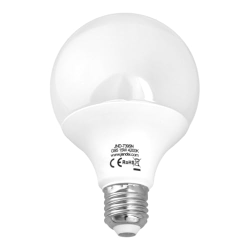 Jandei - Bombilla LED Globo, G95 Rosca E27, 15W (equivalente a 100W) Luz Blanca Neutra 4200K, perfecta para Salón, Restaurante, Escalera, Pasillo, Garaje, Casa, Oficina. Ahorro de energía.