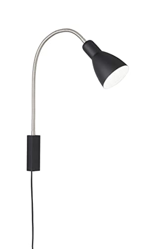 Fischer & Honsel | Wandleuchte, Lolland | sandschwarz| nickel matt| flexschlauch, Kabel schwarz| B: 11,00 cm, H: 52,00 cm,| Ausladung Wand: 40,00 cm| mit Schnurschalter| 1x E27 max. 25,0 Watt | 30391 Fischer & Honsel | Wandleuchte, Lolland | sandschwarz| nickel matt| flexschlauch, Kabel schwarz| B: 11,00 cm, H: 52,00 cm,| Ausladung Wand: 40,00 cm| mit Schnurschalter| 1x E27 max. 25,0 Watt | 30391