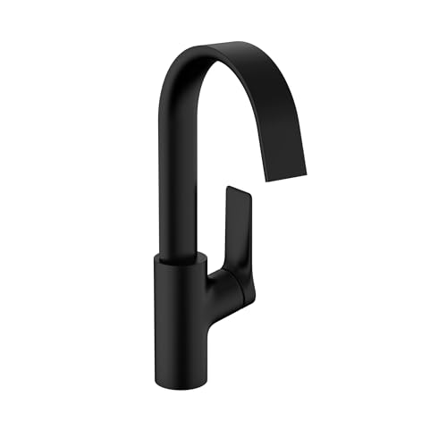 hansgrohe Vivenis Modern 75030671 - Grifo para lavabo de baño (1 mango, 12 pulgadas) de alto, color negro mate, 75030671