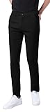 Plaid&Plain Men's Skinny Stretchy Khaki Pants Colored Pants Slim Fit Slacks Tapered Trousers 819 Black 32X28