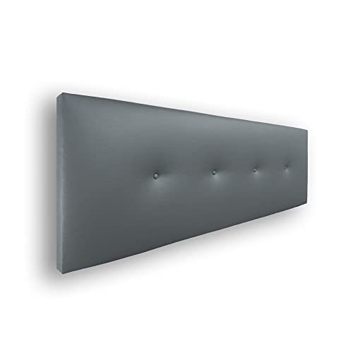 Silcar Home - Cabecero de Cama Tapizado en Polipiel con Hilera de Botones, Modelo Silvi (Gris, 135 cm) - Cabecero Acolchado -...