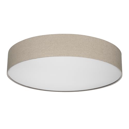 REV Deckenlampe - Deckenleuchte Wohnzimmer, Schlafzimmer & Küche rund 60cm mit Stoff-Lampenschirm im Vintage-Look, taupe