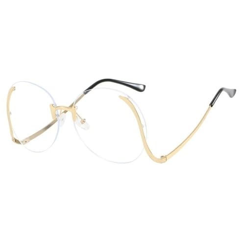 Grandes lunettes de soleil pour femmes forme ronde sans cadre design blanc 3556