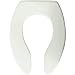 Plastic Elongated Open Front Less Cover Commercial Toilet Seat with Self Sustaining Check Hinge - White