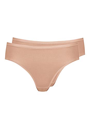 Huber Damen Unterhose Mia Midi Slip 2er Pack, Einfarbig, Gr. 44, Beige (NUDE 0719)