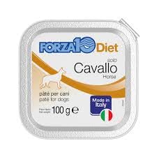 Forza 10 Umido Cane MONO gusto CAVALLO, alimento completo monoproteico per cani adulti di tutte le taglie e razze, alta digeribilità | 12 scatolette da 100 grammi l’una.