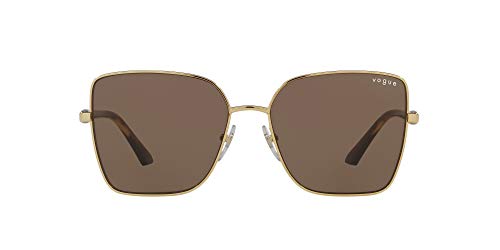 Vogue Eyewear Woman Sunglasses Pale Gold Frame, Brown Gradient Lenses, 58MM