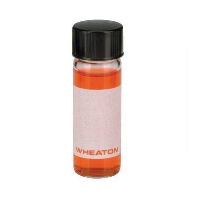 Wheaton Science Products 225012 Clear Borosilicate Glass Sample Vial in Lab File with Writing Patch and Phenolic Rubber-Lined Screw Cap, 4 mL Capacity, 15 mm Diameter x 48 mm Height (Pack of 144)