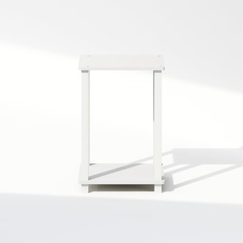 Image of Furinno Simplistic Night Stand, 2-Tier Small Nightstand with Open Shelf, Toolless Assembly Bedside Table, End Table, Side Table, for Bedroom, Closet, Dorm, White