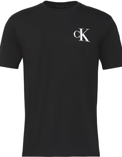 Calvin Klein Camiseta de Manga Corta Hombre Left Chest Logo tee Slim Fit, Negro (Black), M