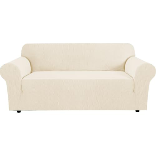 Best Material for Couch Slipcover: Soft, Stretchy, and Pet-Friendly Fabrics 4 H.VERSAILTEX Stretch Couch Covers for Sofa 1 Piece Slipcovers for Couches and Sofas 3 Seater Couch Cover Feature Thick Checked Jacquard Fabric with Elastic Bottom, 72