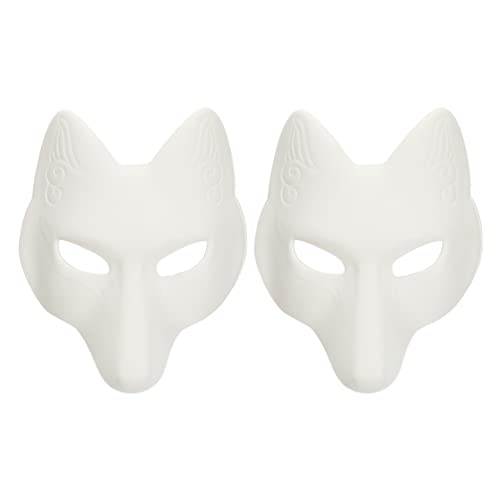 Bruja, Sports TOYANDONA Máscaras de zorro, 2 máscaras blancas pintables en blanco, máscaras de disfraces de animales para máscaras, Halloween, disfraces de cosplay