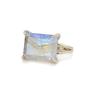 Auffälliger Mondstein in 925 Sterling Silber – Mode, Statement, Bohème-Schmuck – Individuelle Edelstein Mondstein Ringe für Frauen – Elegantes Juni Geburtsstein Geschenk für Sie – mit Schmuck-Box