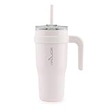 REDUCE 24 oz Tumbler with Handle - Vacuum Insulated Stainless Steel Travel Mug with Sip-It-Your-Way Lid and Straw - Keeps Drinks Cold up to 24 Hours - Sweat Proof, Dishwasher Safe - OG Pink Cotton