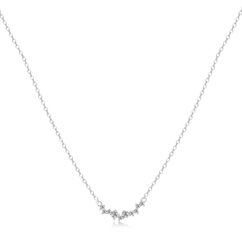 Feskive CZ Diamond Necklace for Women Dainty Square Cubic Zirconia Splints Solitaire Pendant Necklace for women 14kGold/Silver Plated Different Width Square CZ Pendant Necklaces Simulated Diamond